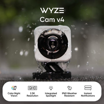Wyze Cam V4, 2.5K Hd Wifi Smart Home Security Camera, Indoor/Outdoor, Pet/Baby Monitor, Motion Activated Spotlight/Siren, Color