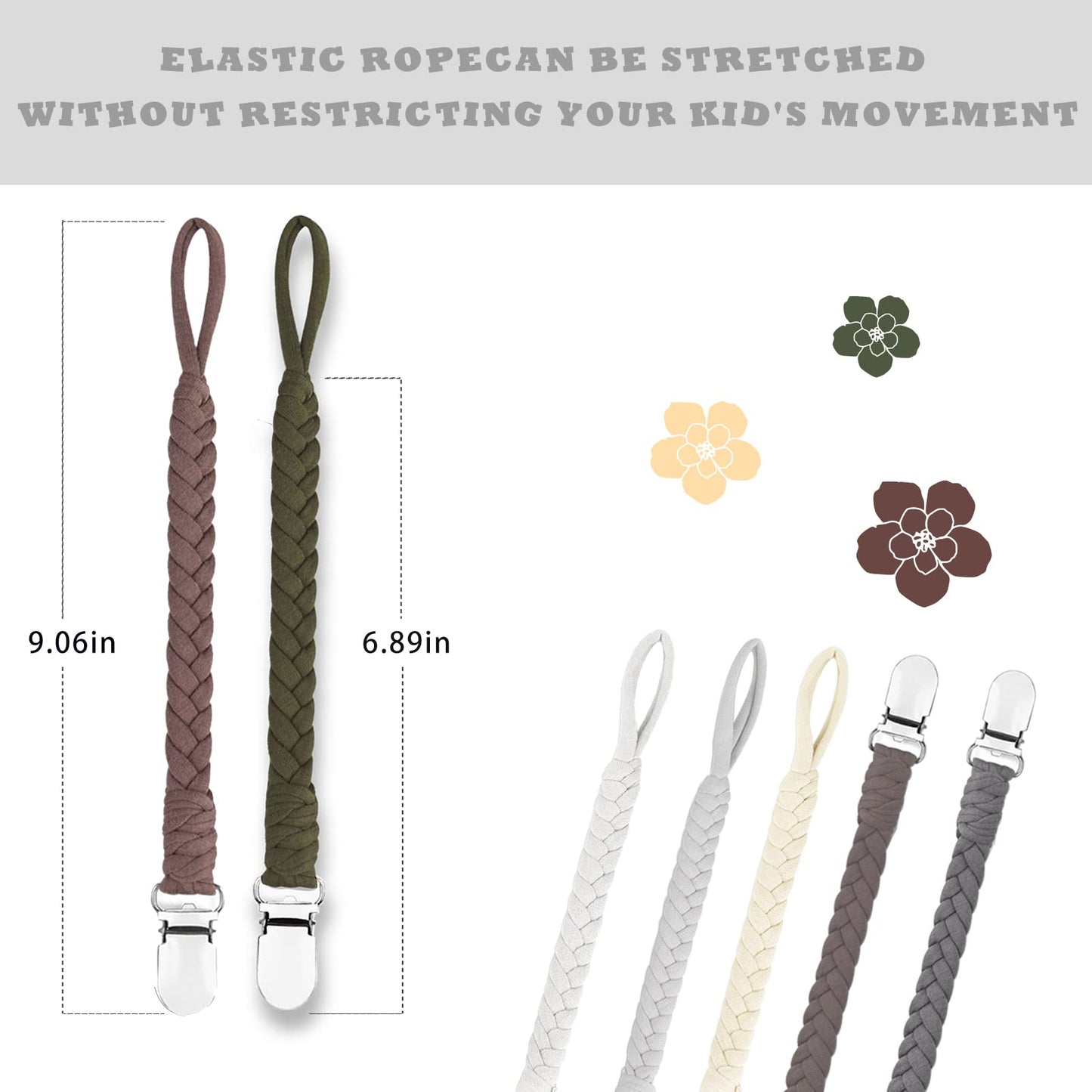 Duludulu 7 Pcs Braided Pacifier Clip, Pacifier Clips For Boys & Baby Girls, Pacifier Holder Clip Binky Clips