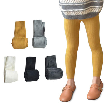 5 Pack Girls Cotton Cable Knit Classic Solid Ankle Leggings Pants Footless Tights 3-5T Multicolor