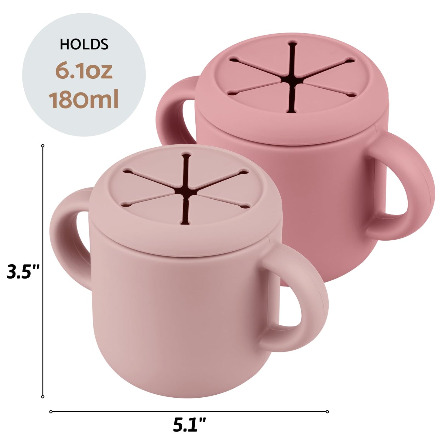 Mintlyfe Snack Containers, Silicone Snack Cups For 6-12 Months Toddlers - Pack Of 2 Food Grade Silicone Snack Cups With Grip Han
