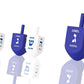 Zion Judaica Hanukkah Dreidels Blue & White Natural Wood With English Translation & Transliteration (10 Pack)
