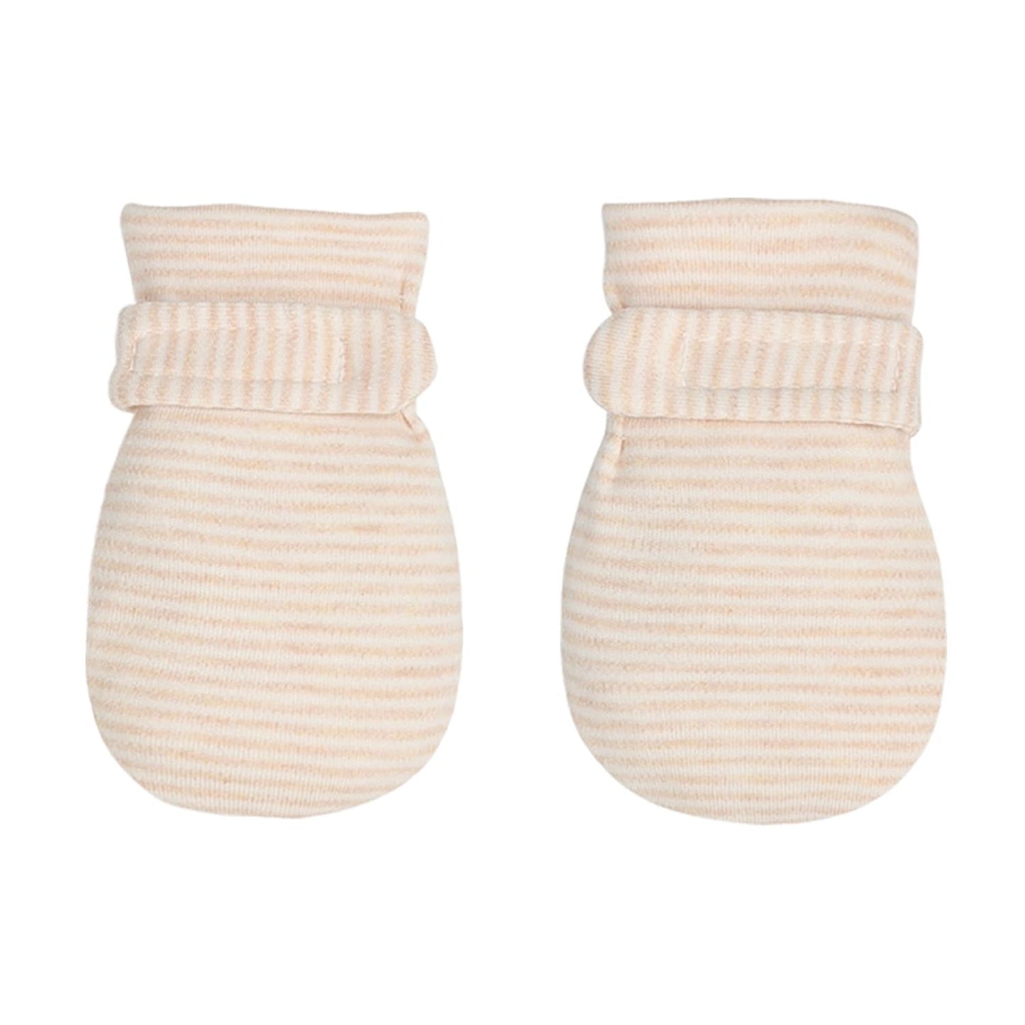 Newborn Baby No Scratch Mittens Stay On, 100% Cotton Breathable, Adjustable Infant Gloves For Baby Boys Girls Mittens (Khaki Str
