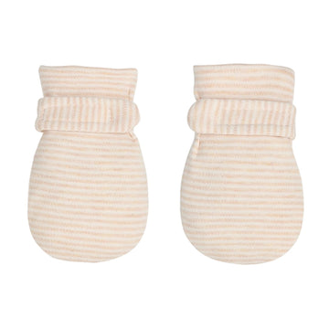 Newborn Baby No Scratch Mittens Stay On, 100% Cotton Breathable, Adjustable Infant Gloves For Baby Boys Girls Mittens (Khaki Str