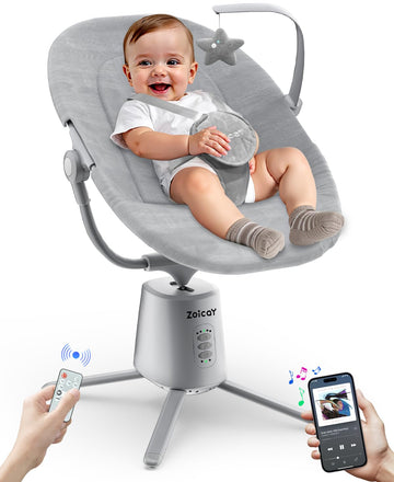 Zoicay Electric Baby Swing with 3 Modes & 5 Speeds, 12 Lullabies and 3 Timer Settings Portable Infant Swing, 2 Seat Positions & 