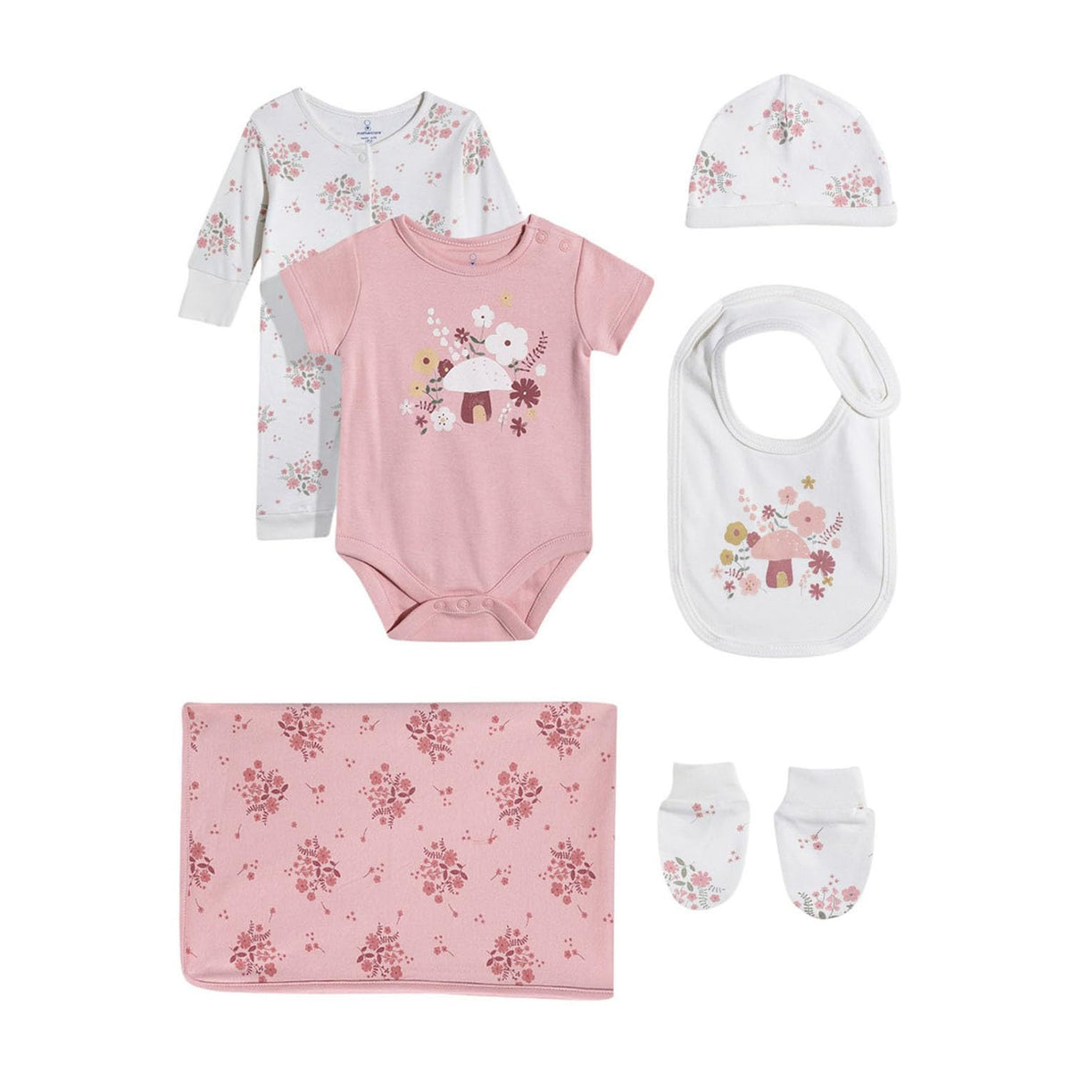 Mothercare Girls Autumn Charm Printed Short Sleeve 6Piece Gift Set  Multi