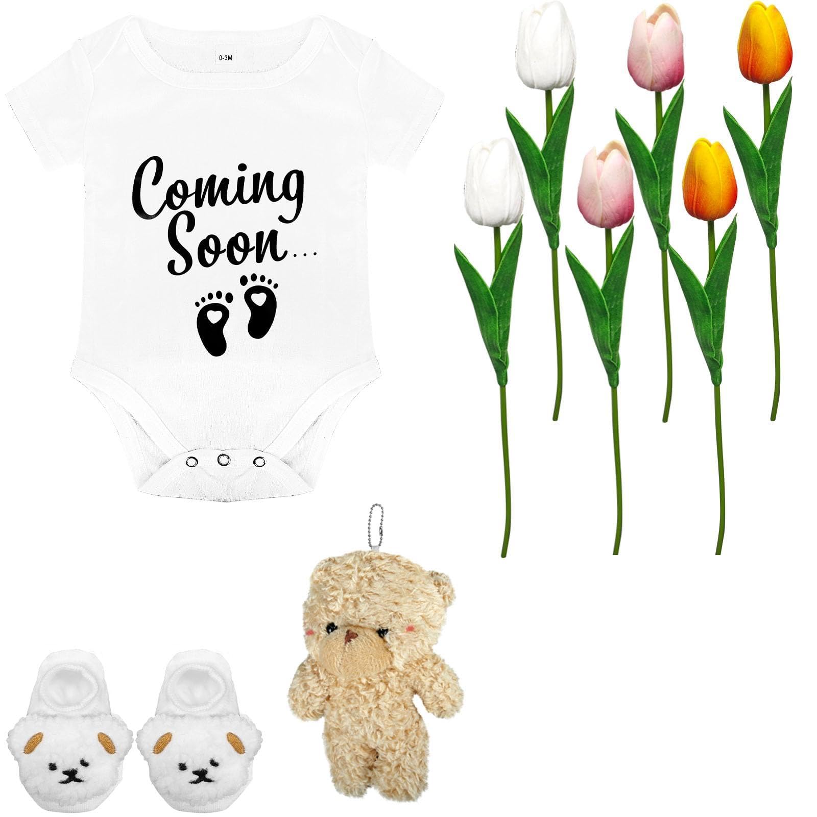 Pregnancy Announcements Set Pregnancy Reveal Ideas Include Felt Letter Board Kit Baby Bodysuit Booties Photo Frame Bear Plush Wo