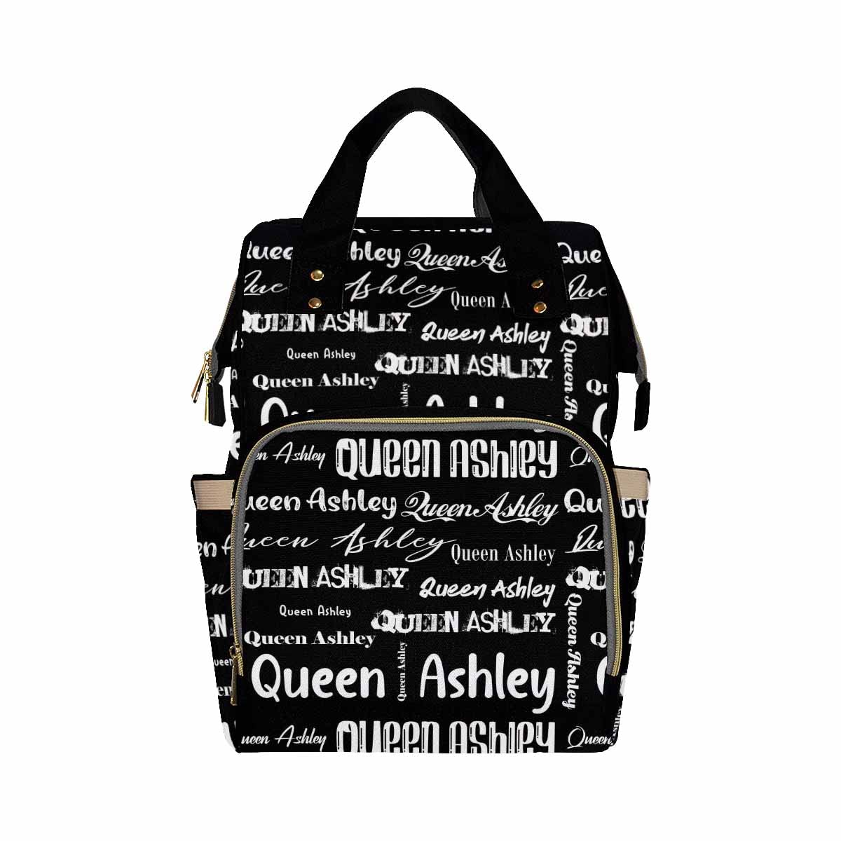 Artsadd Personalized Diaper Bag With Name, Customized Black Signature Nappy Backpack With Thermal Pockets Multi-Function Baby Ba