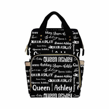 Artsadd Personalized Diaper Bag With Name, Customized Black Signature Nappy Backpack With Thermal Pockets Multi-Function Baby Ba