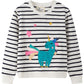 Akyzic Little Girls Sweatshirt Unicorn Long Sleeve Crewneck Shirts Children Winter Outfits Cute Tops Pullover Kids Striped Sweat