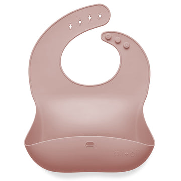 Ali+Oli Silicone Bib (Soft Blush) Waterproof Silicone Bibs for Babies & Toddlers, Adjustable Baby Feeding Bib, Food-Grade Silico