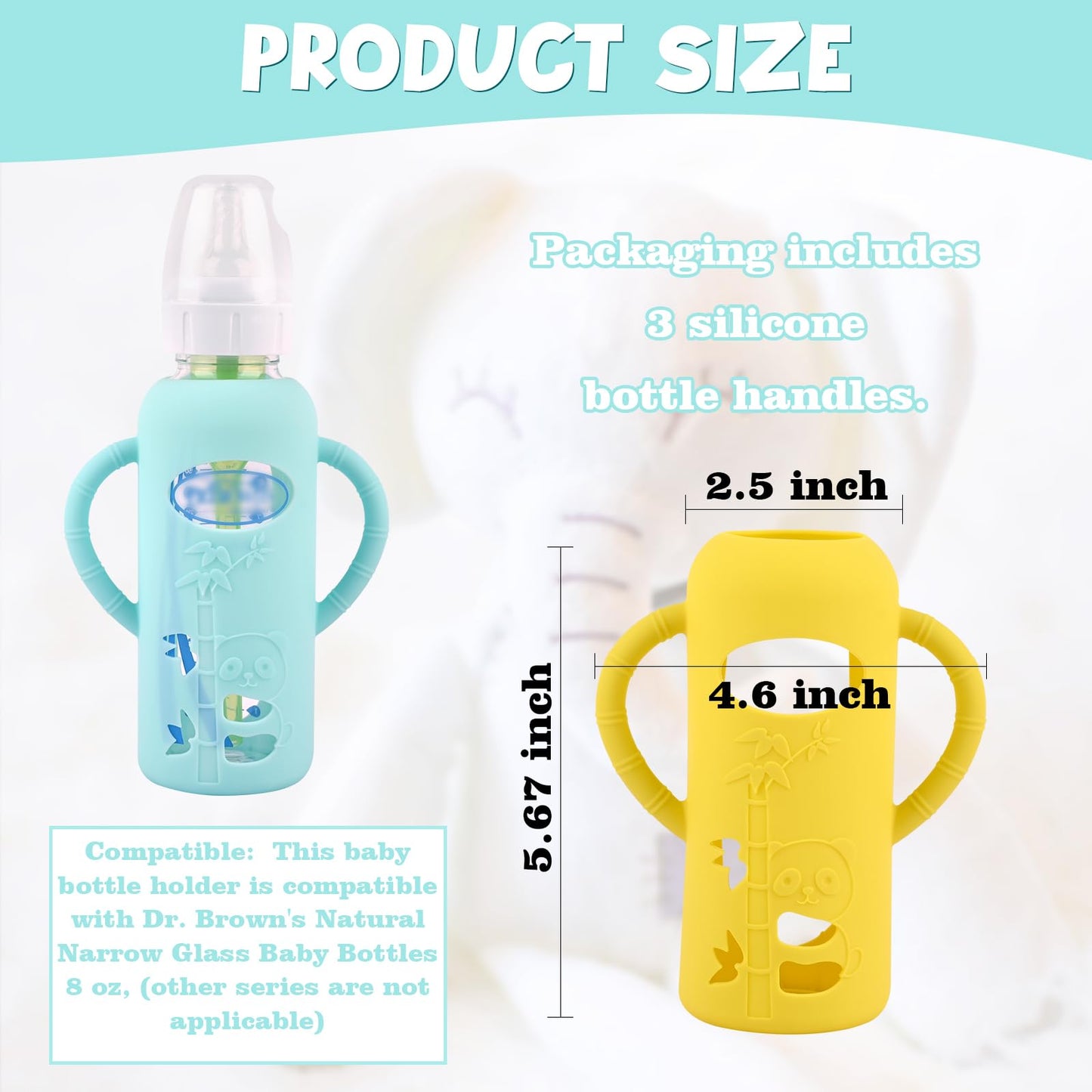 3 Pack Silicone Sleeves With Handle For Dr Brown'S Glass Baby Bottles, Anti Breakage Baby Bottle Holder, Compatible With Dr. Bro