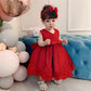 Princess Girls Ball Gown Dress Child Birthday Party Christmas New Year Dresses Toddler Christmas (Red,90)