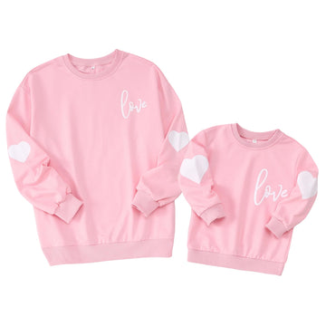 Modntoga Mommy And Me Valentine'S Day Crewneck Sweatshirt Love Heart Graphic Tops Long Sleeve Pullover Family Matching Outfit (P