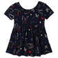 Gap Floral Print ScoopNeck Fit & Flare Dress, Navy, 612M