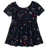 Gap Floral Print ScoopNeck Fit & Flare Dress, Navy, 612M
