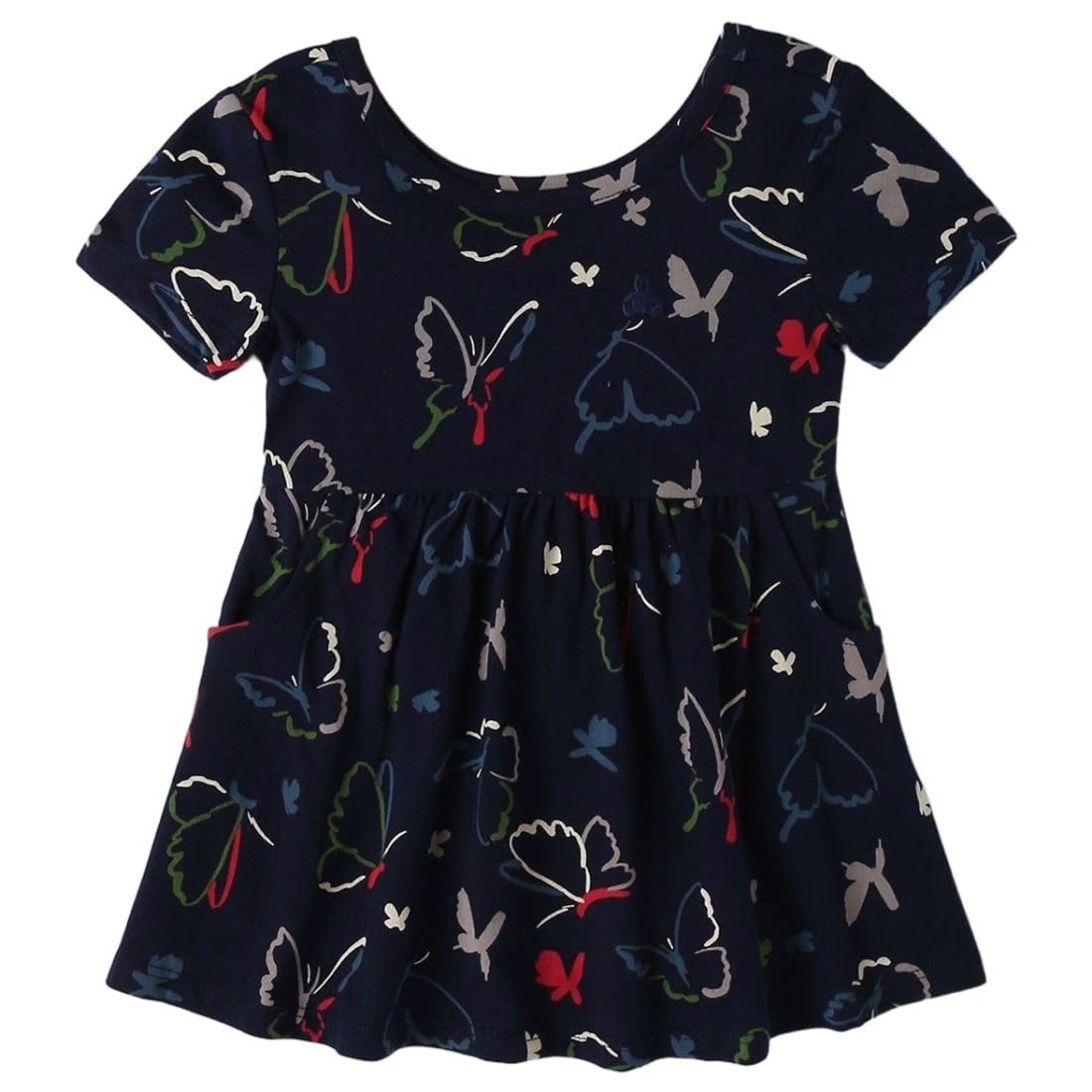 Gap Floral Print ScoopNeck Fit & Flare Dress, Navy, 612M