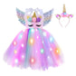 Lighted Princess Dress Up Clothes For Little Girls, Led Unicorn Halloween Costume Outfit Birthday Party Decorations Christmas Gi