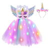 Lighted Princess Dress Up Clothes For Little Girls, Led Unicorn Halloween Costume Outfit Birthday Party Decorations Christmas Gi