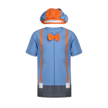 Blippi Boys Roleplay T- Shirt And Hat Set For Toddler, Little And Big Kids - Blue/Orange