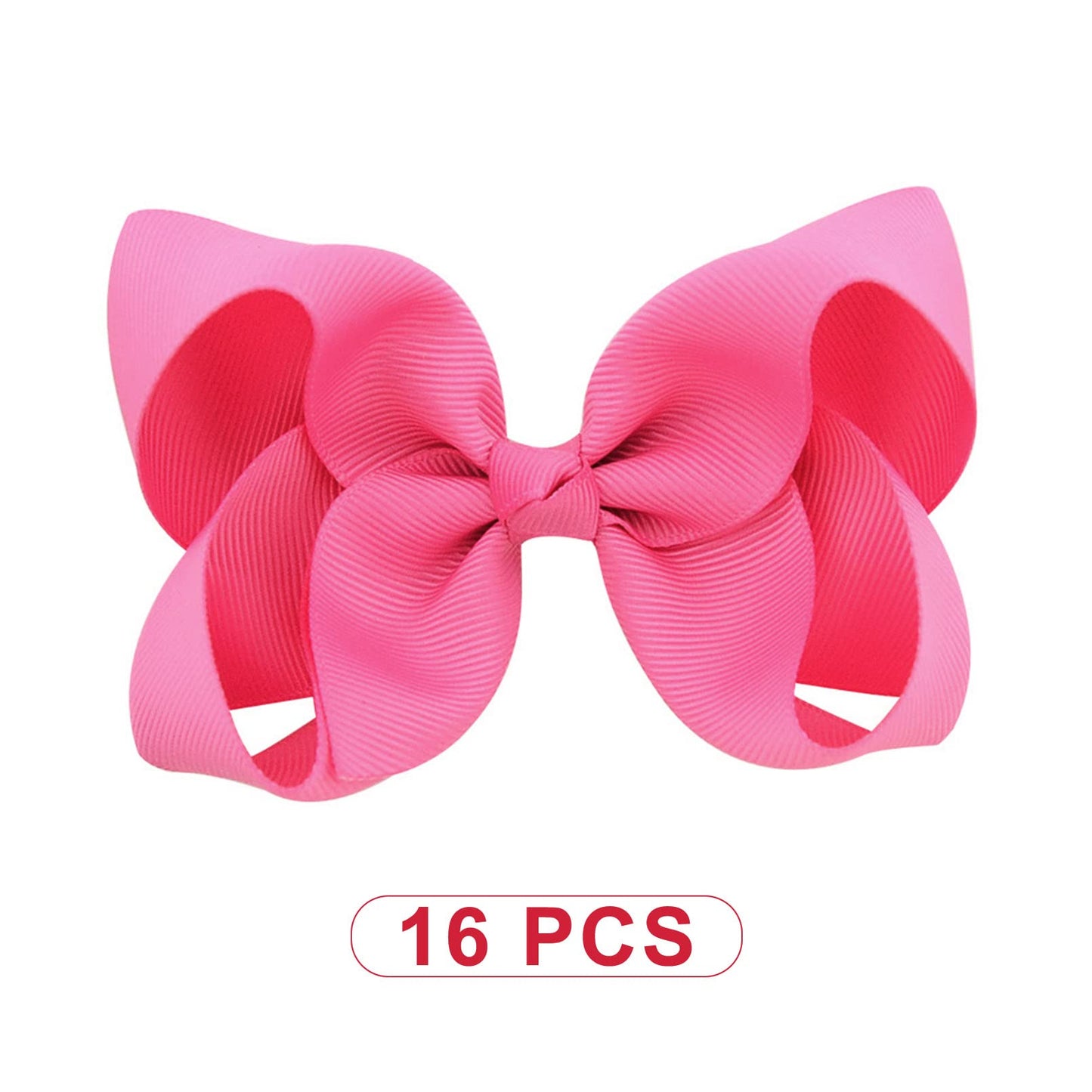 Deeka 16 Pcs 4' Hand-Made Hair Bow Grosgrain Ribbon Solid Color Hair Bow Alligator Clips Hair Accessories For Little Teen Toddl