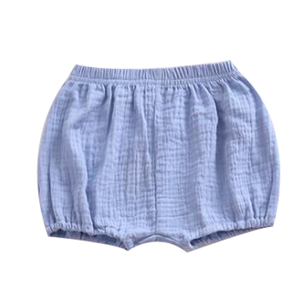 Looly Baby Bloomers Unisex Baby Girls Boys Cotton Linen Blend Shorts (90, Blue)