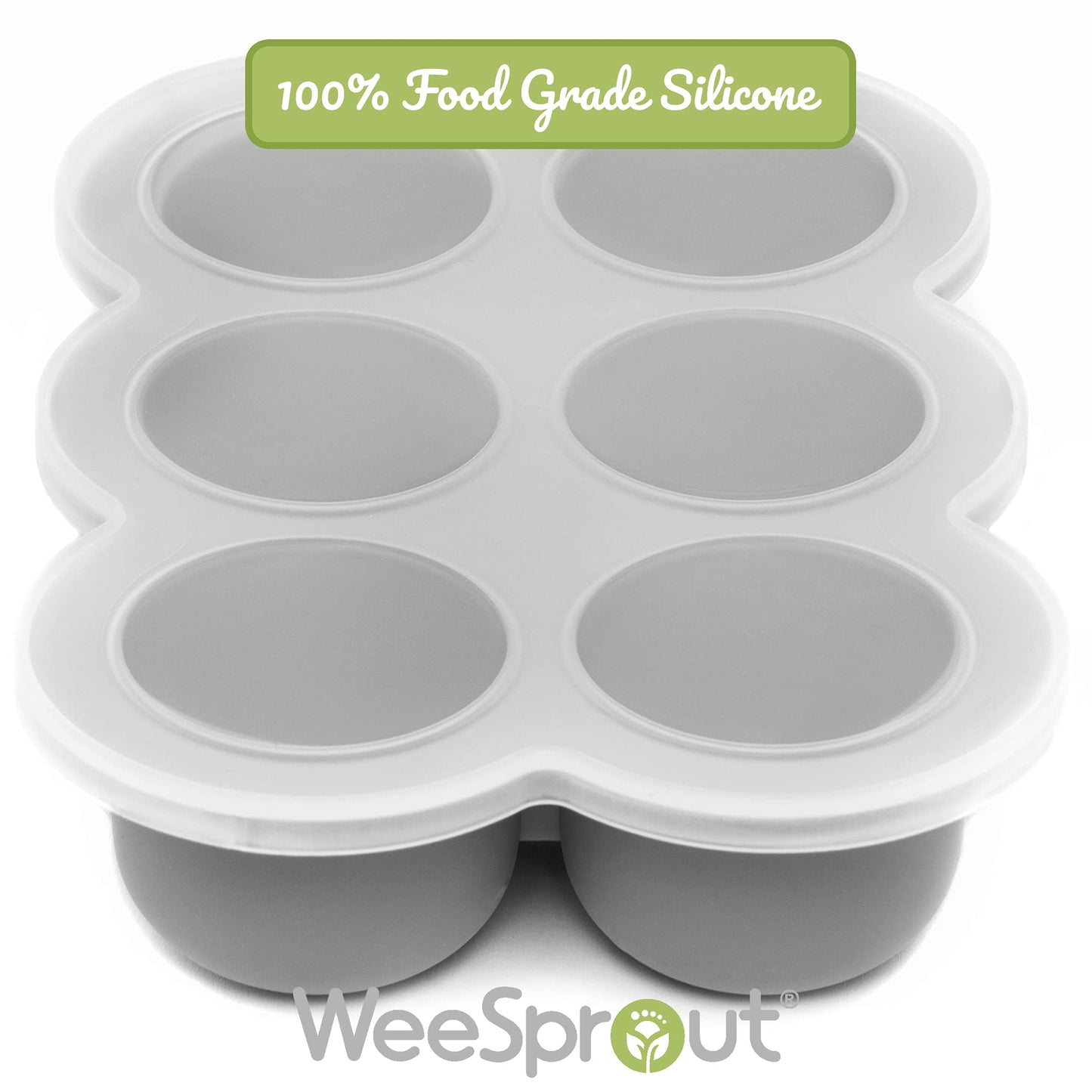 Weesprout Silicone Freezer Tray With Clip On Lid Perfect Food Storage Container For Homemade Baby Food, Vegetable, Fruit Purees,