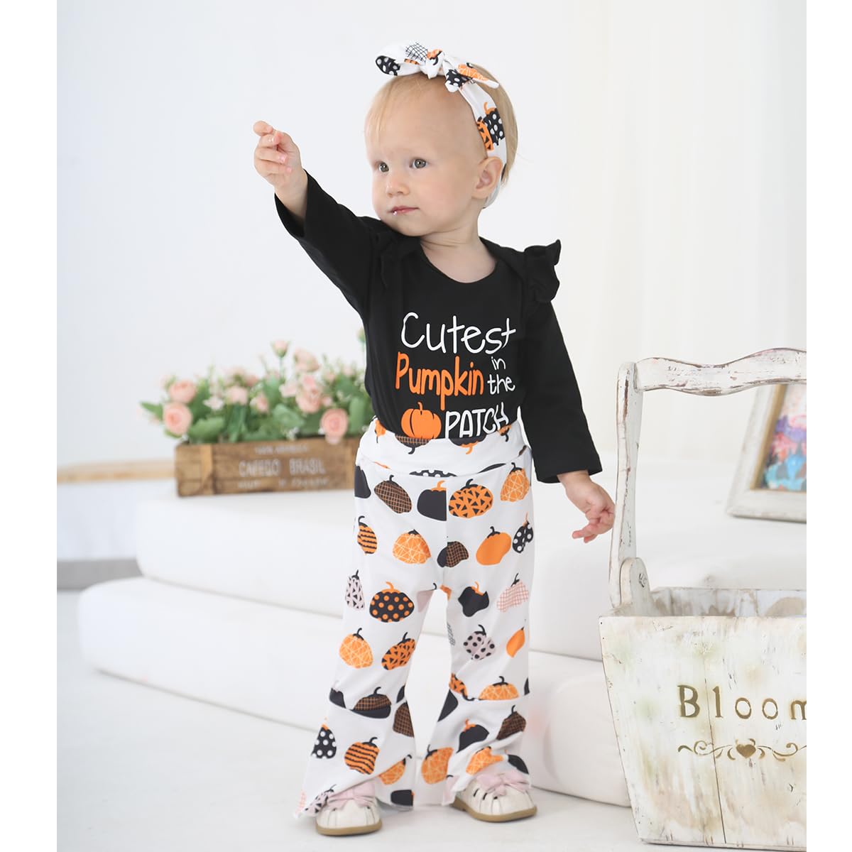 Birthday Shark Newborn Girl My 1St Halloween Outfit Cutest Pumpkin In The Patch Baby Girl Clothes (Black,0-3 Months)