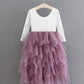 2Bunnies Girl Peony Lace Back A-Line Tiered Tutu Tulle Flower Girl Dress (Mauve Long Sleeve Maxi, 10-12Yrs)