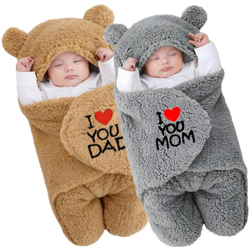 Brandonn New Born Baby Blanket Pack Of Hooded Swaddle Crib Wrapper Or Wearable Blanket For Baby Boys And Girls Pack Of 2, (06 M