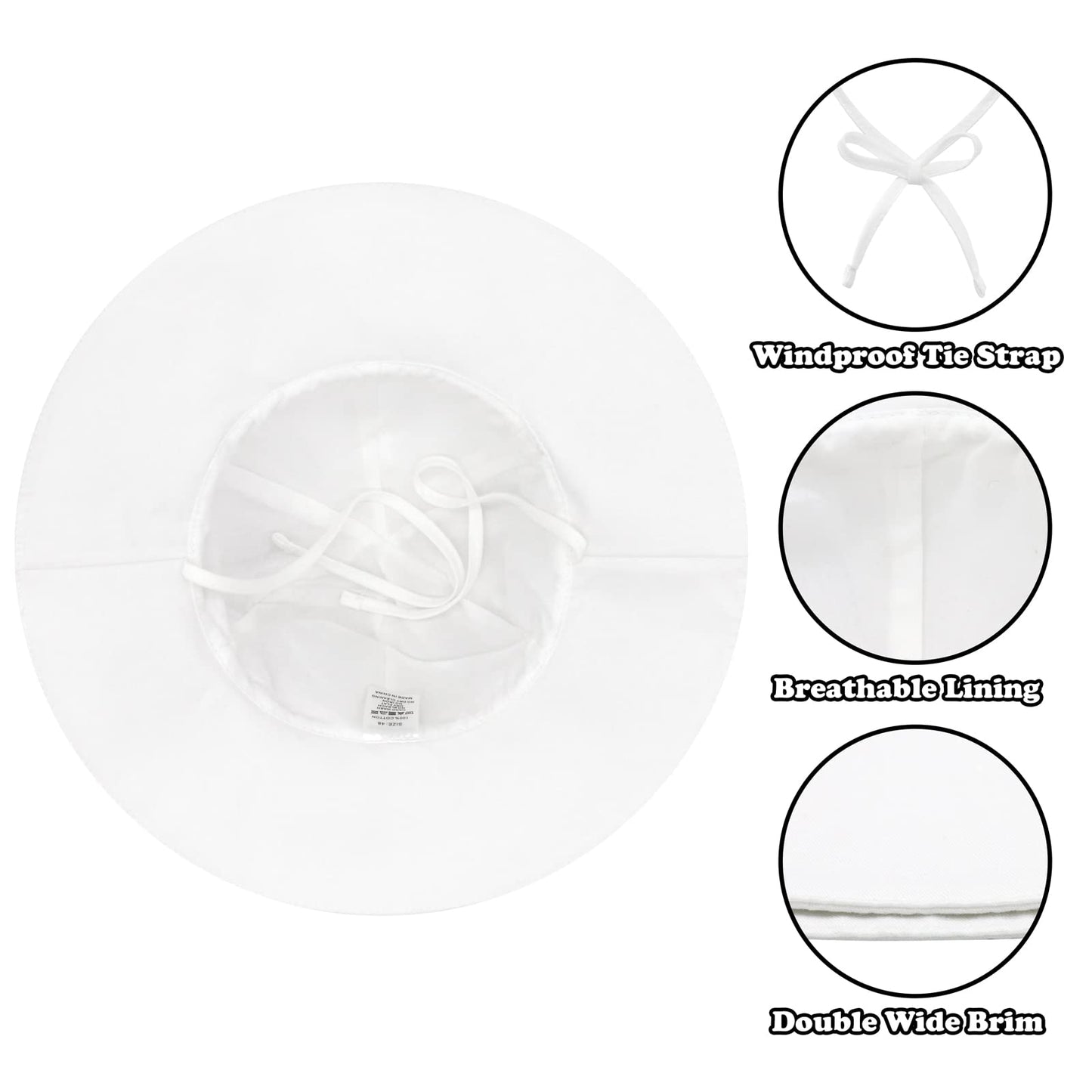 Sarfel Baby Girl Sun Hat Summer Baby Hats Upf 50+Toddler Sun Hat Infant With Wide Brim Bucket Hat White 46Cm/0-6 Months