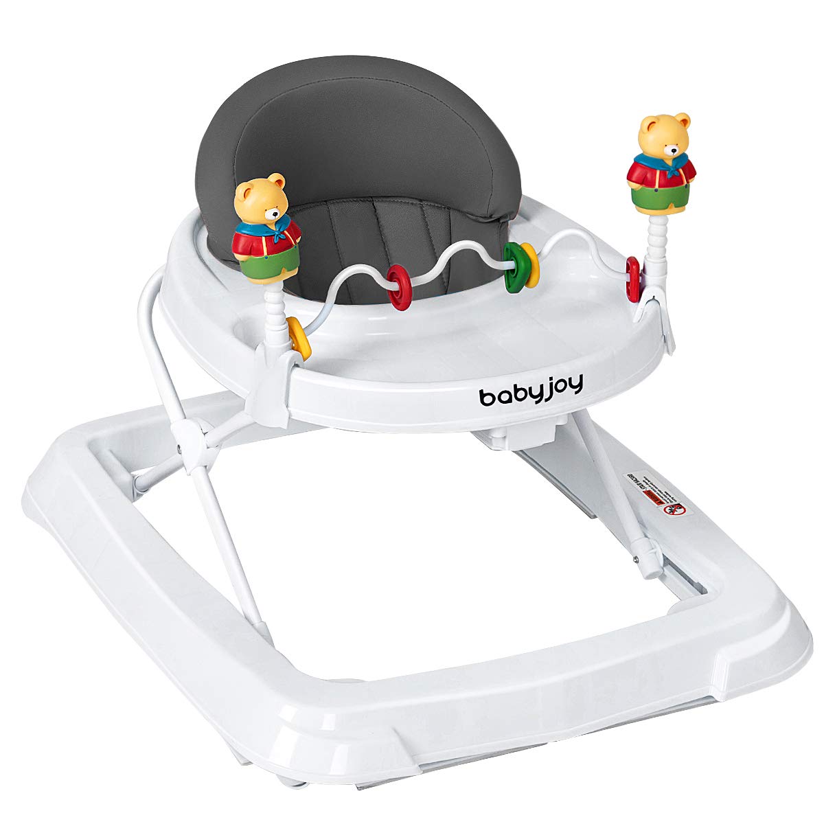 Baby Joy Baby Walker, Foldable Activity Walker Helper With Adjustable Height, Baby Activity Walker With High Back Padded Seat &