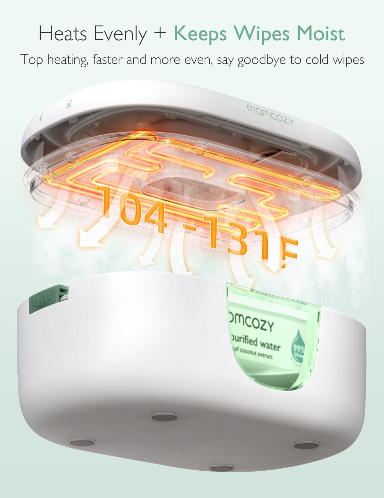Momcozy Baby Wipe Warmer, Innovative Spring Design, Large Capacity Wipes Dispenser, Fast And Even Heating, 4 Modes Of Temperatur