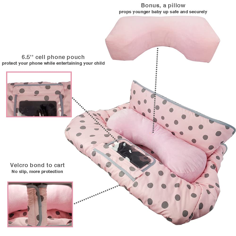 Dodo Nici Shopping Cart Cover For Baby/Toddler With Pillow, Cozy High Chair Cover, Pink