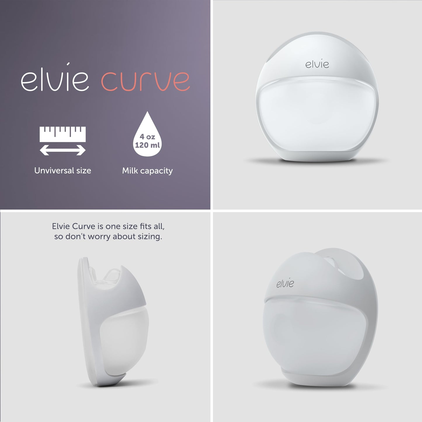 Elvie Curve Manual Wearable Breast Pump | Hands-Free, Kick-Proof, Portable Silicone Pump That Can Be Worn In-Bra For Gentle, Nat