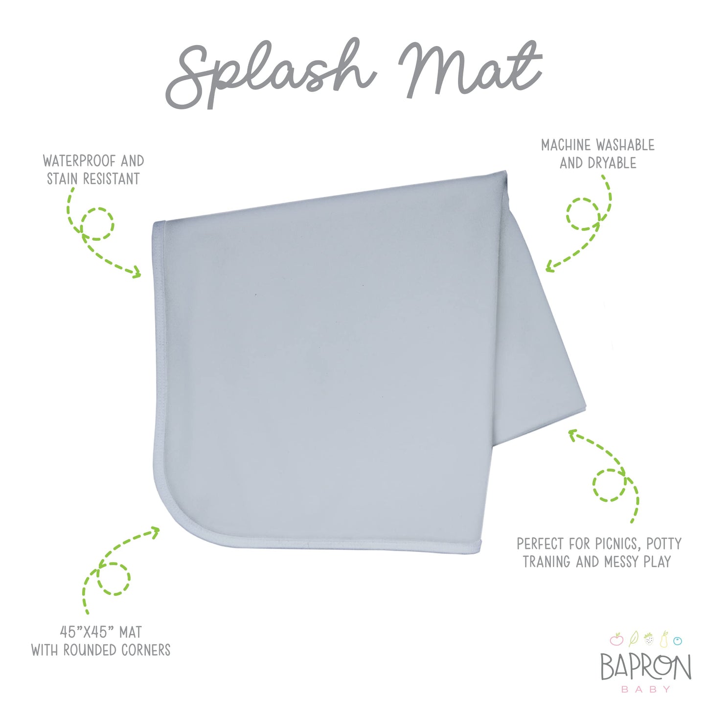 Bapronbaby Minimalist Light Grey Splash Mat - Waterproof Catch-All For Under High Chairs, Floors, Tables, Playtime Or Arts & Cra