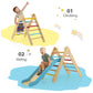 Olakids Toddlers Triangle Climber, 2 In 1 Montessori Kids Wood Climbing Toy With Ramp, Ladder, Slide For Gym Playground, Indoor