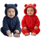 Baby Winter Fleece Romper, Hooded Bear Ears Design, Mint Green, FullZip Jumpsuit (2, Navy&Red, 0309month)