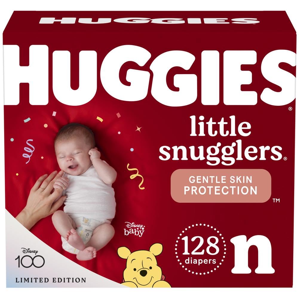 Huggies Newborn Diapers, Little Snugglers Baby Diapers, Size Newborn (Up To 10 Lbs), 128 Count