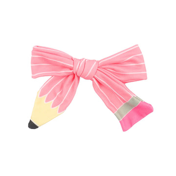 Doneace Back to School Hair Bow Clips Pink Pencil Hair Clips Cute Striped Pencil Hair Bow Barrette Hairpin for Girls Toddler Kin