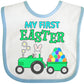 Inktastic My First Easter Bunny And Tractor Baby Bib White And Blue 33Fea