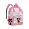 Artsadd Custom Name Diaper Bags Multifunction Backpack, Pink Stripe Love Travel Back Pack Customized Large Capacity Mommy Nappy