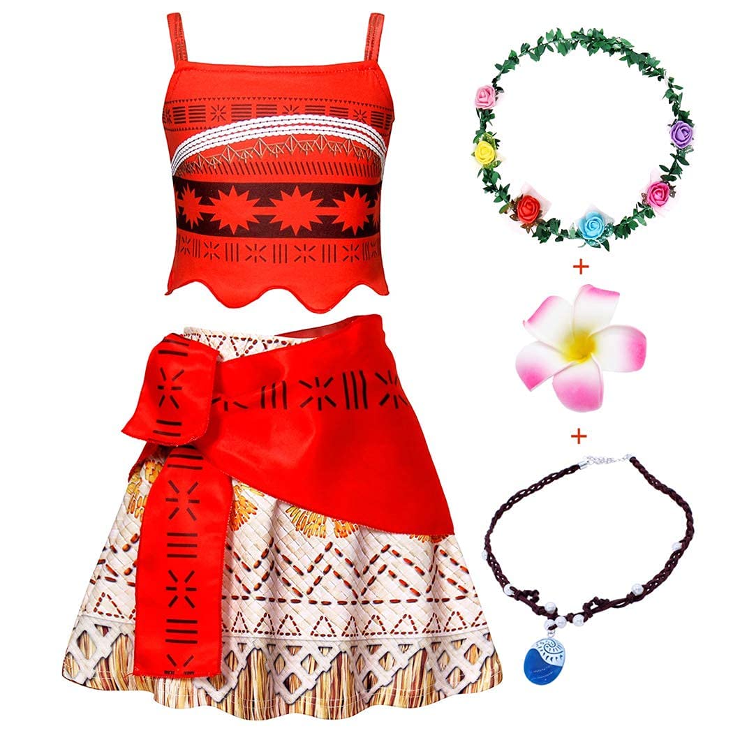 WonderBabe Adventure Costume for Girls Princess Dress Up 2 Pieces Outfits Fancy Birthday Christmas Cosplay Costume 4 Pcs Gift Se