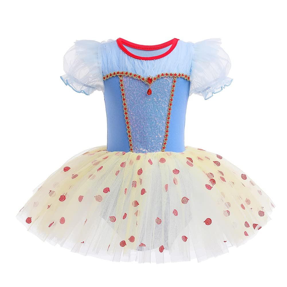 DYMCII Baby Girls Snow White Princess Ballet Dress Leotards Skirted Tutu Kids Halloween Xmas Party Fancy Costume 4-5T
