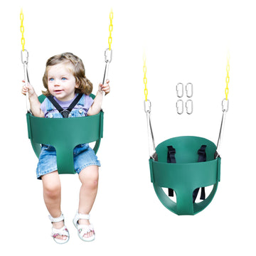 High Back Full Bucket Toddler Swing Seat with 3- Point Adjustable Safety Harness, 66 inch Detachable Chain,Suitable for Babies A