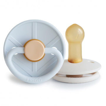 Frigg Little Viking Natural Rubber Baby Pacifier 2-Pack | Made In Denmark | Bpa-Free (Powder Blue/Cream,6-18 Months)