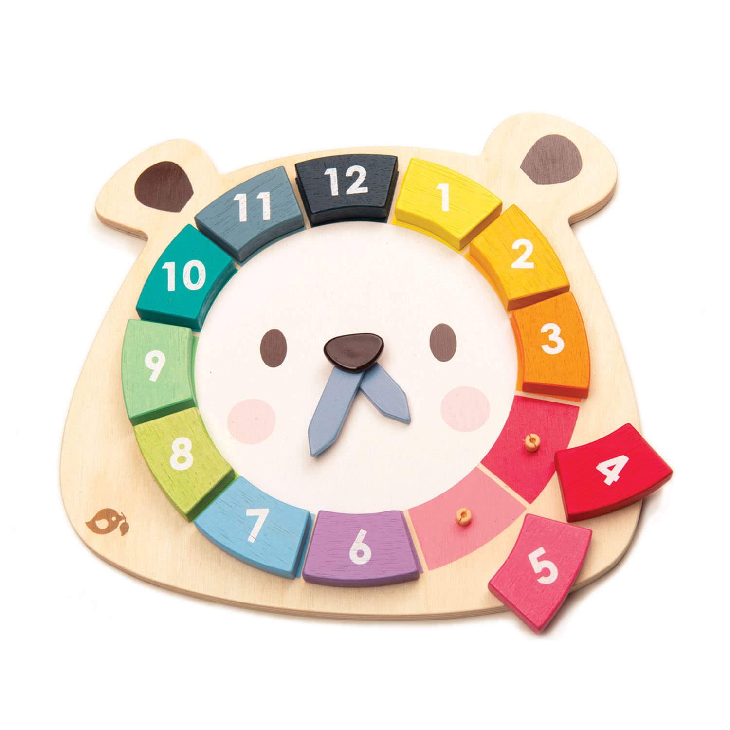 Tender Leaf Toys - 12 Pcs Bear Colors Clock, Early Learning Time, Educational Learning Clock Toy - Wooden Clock, Lovely Shapes -