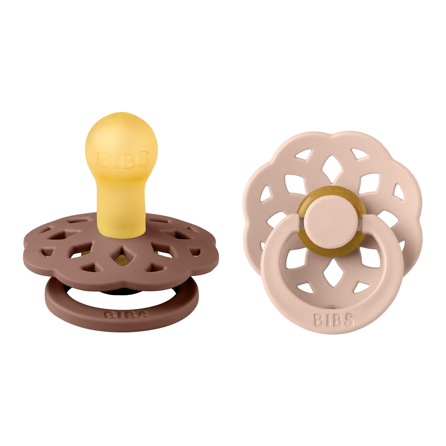 Bibs Pacifiers - Boheme Collection  Bpa-Free Baby Pacifier  Made In Denmark  Set Of 2 Woodchuckblush Color Premium Soothers  Siz