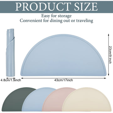 4 Packs Silicone Placemats For Baby Non Slip Placemats For Kids Toddlers Food Table Mats Portable Toddlers Placemats For Dining