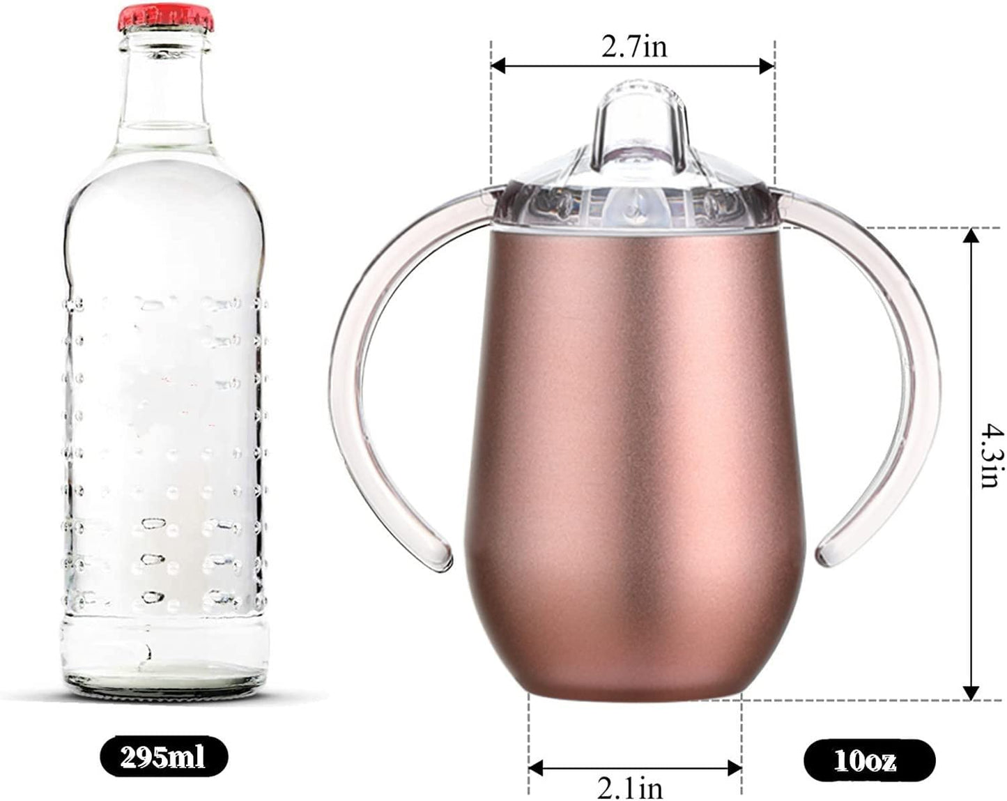 Stainless Steel Straw Sippy Cup With Handles & Silicone Lids,10 Oz Bpa Free Double Wall Vacuum Insulated Sippy Cup Mug Tumbler T