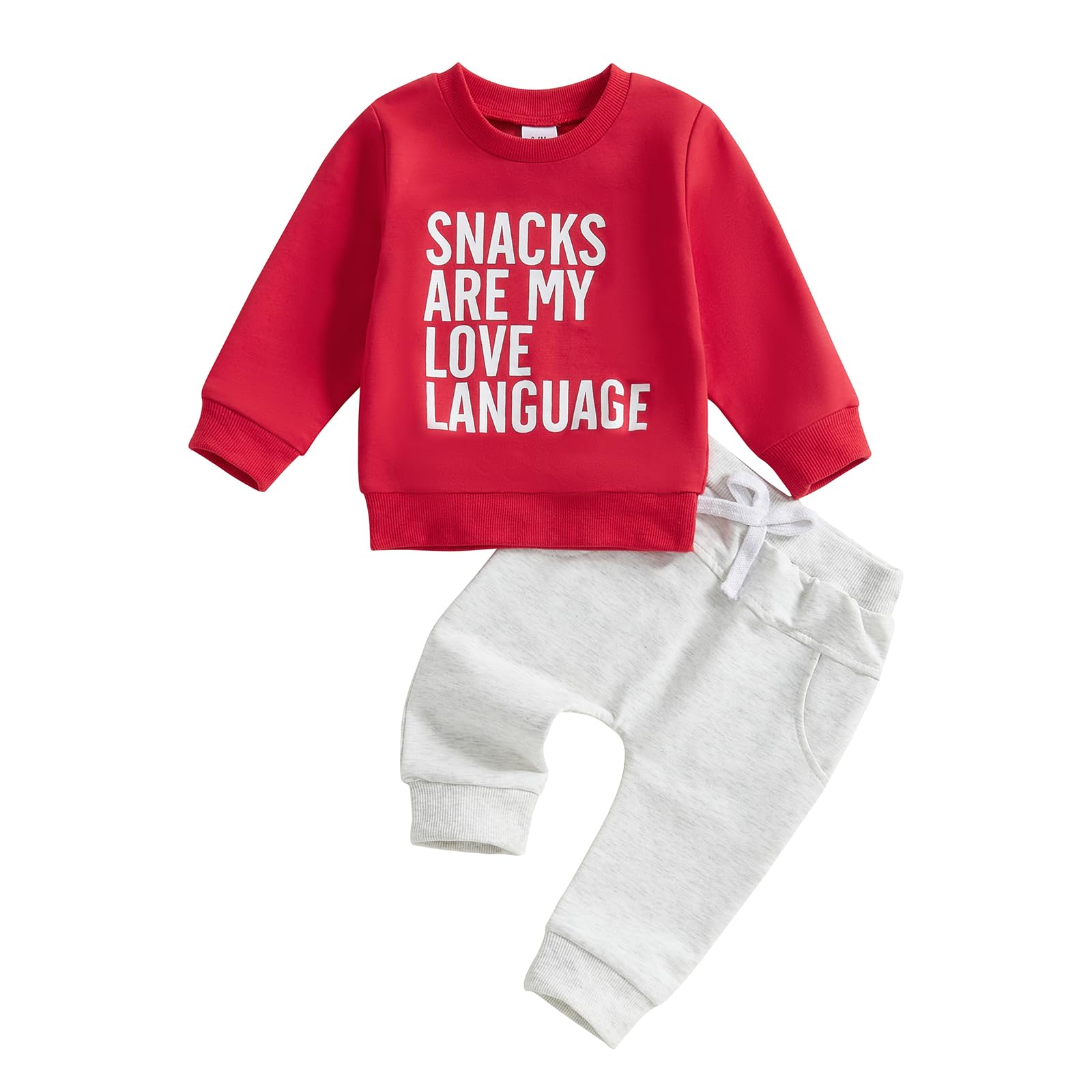 Adobabirl Toddler Baby Boy Valentines Day Outfit Letter Print Crewneck Sweatshirt And Pants Set Fall Winter Spring Clothes (Snac